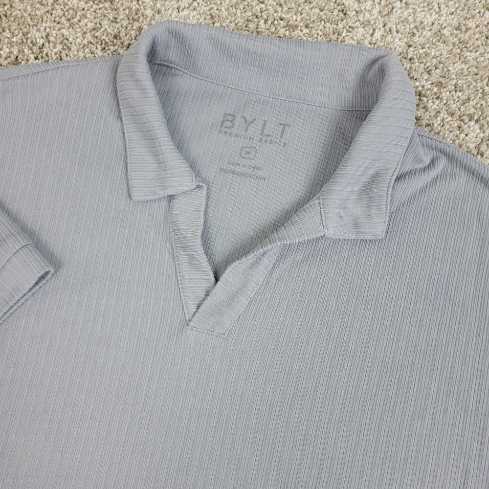 BYLT Premium Basics Mens Medium Solid Gray Performance Johnny Collar Polo